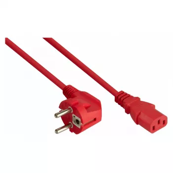 Kabelmeister cavo di alimentazione connettore maschio Schuko Type E+F (piegato 90°) su IEC C13, rosso, 0,75 m