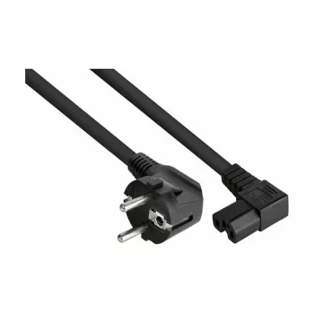 Kabelmeister cavo di alimentazione Schuko Type E+F piegato 90° su IEC C15 ad angolo retto, 2 m, nero