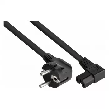 Kabelmeister cavo di alimentazione connettore maschio Schuko Type E+F (piegato 90°) su connettore femmina IEC C15 (dritto), 1,8 m, nero