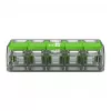 Connettore compatto WAGO 221-425 a 5 conduttori con leve, trasparente/arancione