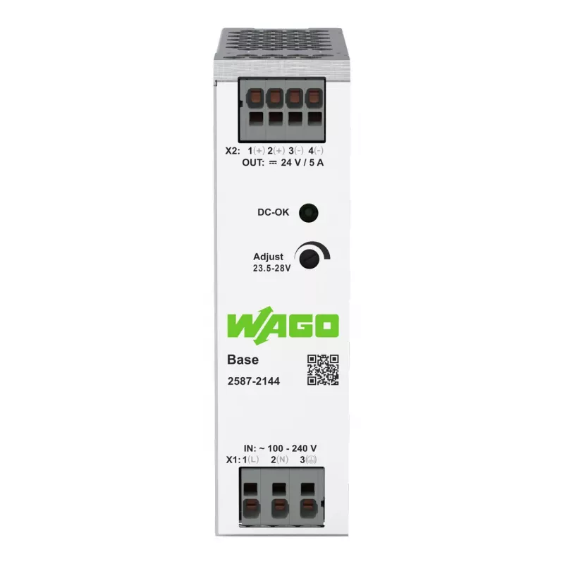 Alimentatore a commutazione primario WAGO 2587-2144 Base monofase, 24 VDC, 5 A, 120 W, guida DIN
