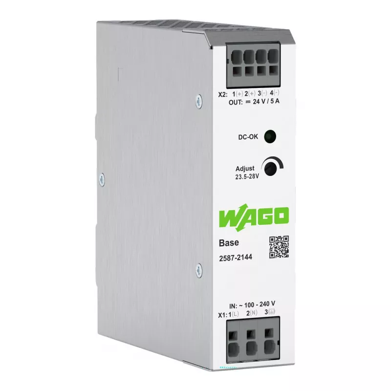 Alimentatore a commutazione primario WAGO 2587-2144 Base monofase, 24 VDC, 5 A, 120 W, guida DIN