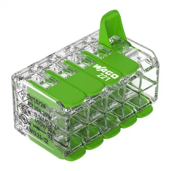 Connettore WAGO 221-430 COMPACT a 2 conduttori, 0,2-4 mm², 15 pezzi, Green Range
