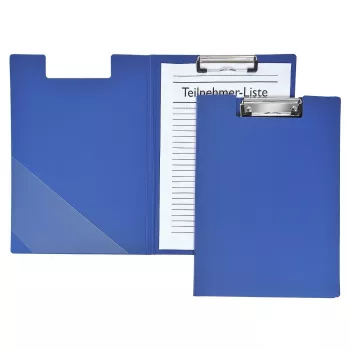FolderSys Cartella portablocco A4 blu in polipropilene PP con meccanismo a clip e portapenne