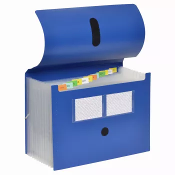 FolderSys Cartella a soffietto 12 scomparti blu