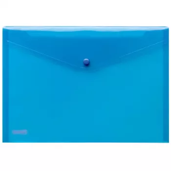 FolderSys Cartelle portadocumenti A4 trasparenti blu in PP con bottone a pressione, confezione da 10 pezzi