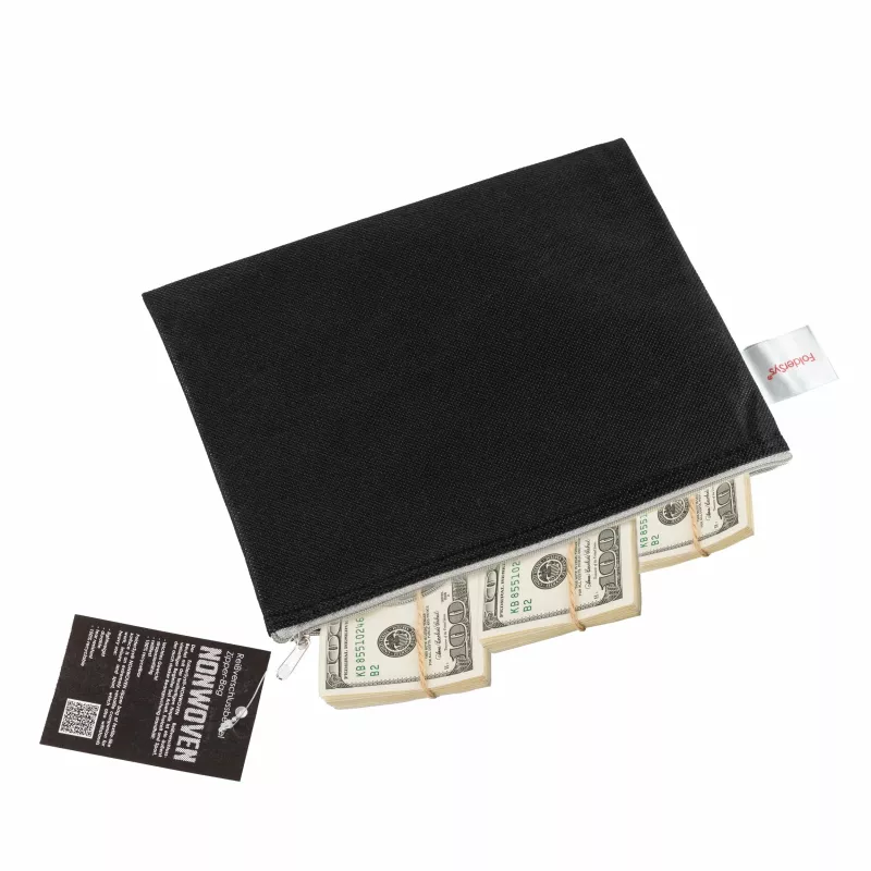 FolderSys Pochette con zip A5 nero opaco in PP non tessuto 190 x 255 mm