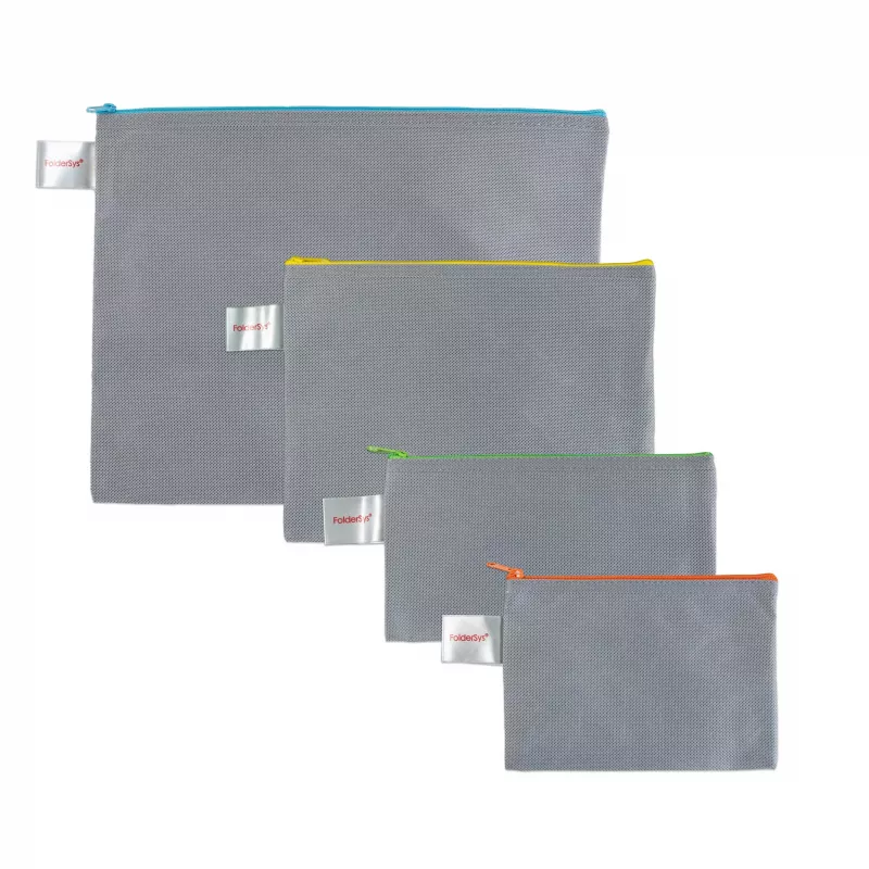 FolderSys busta con cerniera A6 grigia opaca PP non tessuto 125 x 180 mm