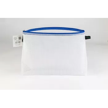 Foldersys Cartella portadocumenti con zip A4 trasparente/blu 0,28 mm 1 pezzo