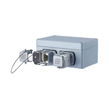 METZ CONNECT E-DAT Industry IP67 V5 presa di rete a 2 porte da superficie, alluminio, grigio (1401060320ME)