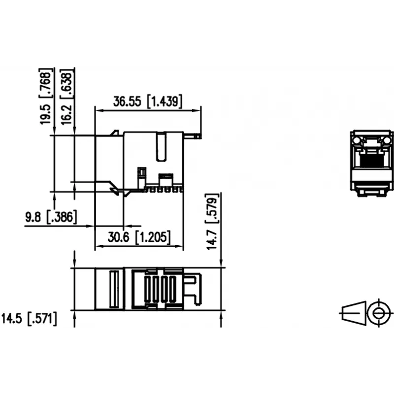 METZ CONNECT 130A10-29-I-B1 Piatto nero connettore femmina RJ45 Cat6A schermato modulo Keystone