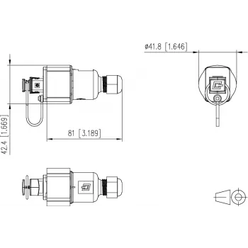 METZ CONNECT Connettore maschio RJ45 da campo Cat.6A schermato IP67 nero 41,8 mm