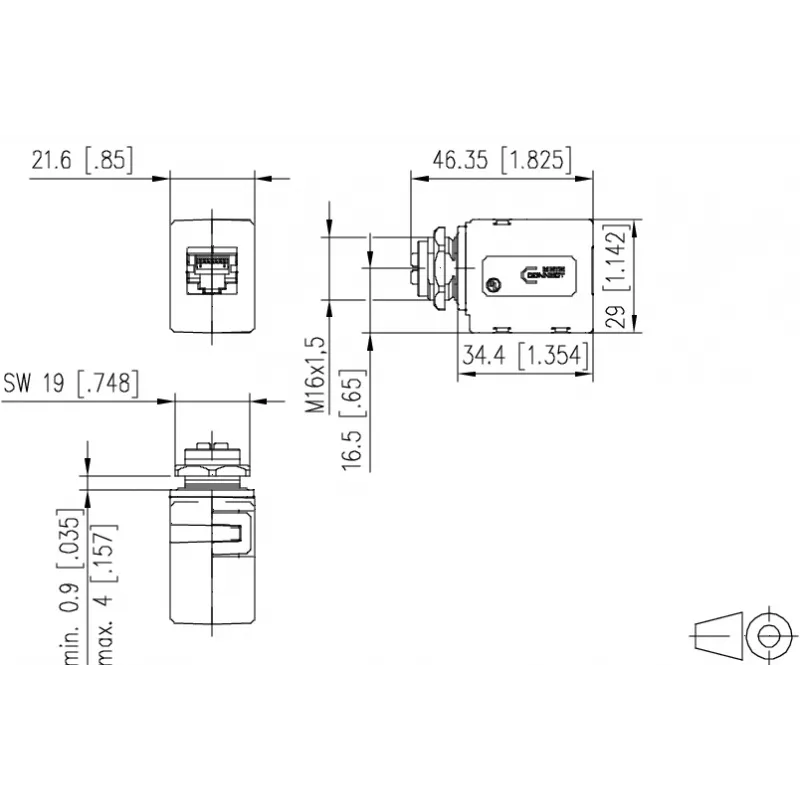 METZ CONNECT connettore femmina M12 codifica D, 8 poli, collegamento a vite, schermato, IP67