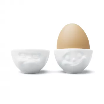 FIFTYEIGHT PRODUCTS Set portauova n. 3 - Happy & Grumpy bianco