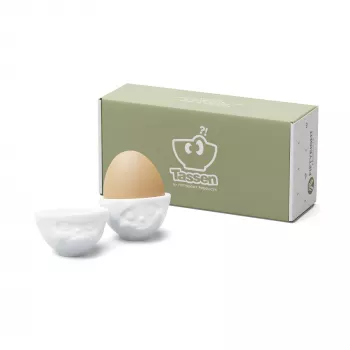 FIFTYEIGHT PRODUCTS Set portauova n. 3 - Happy & Grumpy bianco