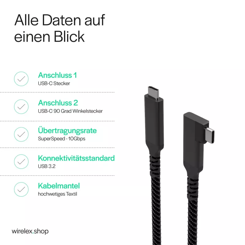 S CONN S/CONN maximum connectivity cavo di ricarica USB-C su USB-C 3.2 100W PD in tessuto 90° - cavo - digitale/dati