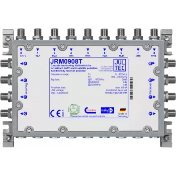 JULTEC JRM0908T commutatore di distribuzione satellitare multiswitch 9/8 8 ingressi SAT IF 1 ingresso terrestre 8 uscite utente