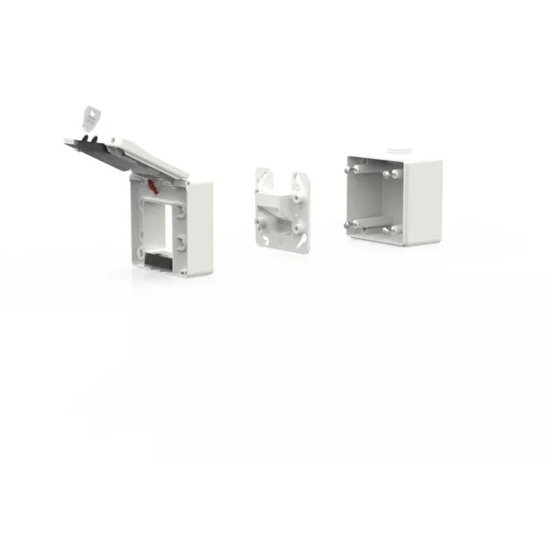 METZ CONNECT 1309470002KI scatola a parete per modulo IP44 con coperchio a ribalta e serratura, 2 inserti modulo, grigio chiaro (RAL 7035)