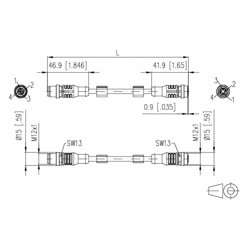 METZ CONNECT Cavo di rete M12 (4 pin)