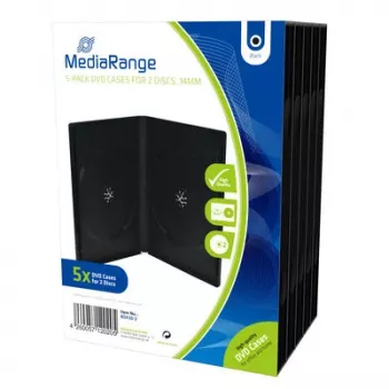 MEDIARANGE Retail Pack custodia DVD doppia - custodia video DVD - capacità: 2 CD/DVD - nero (confezione da 5)