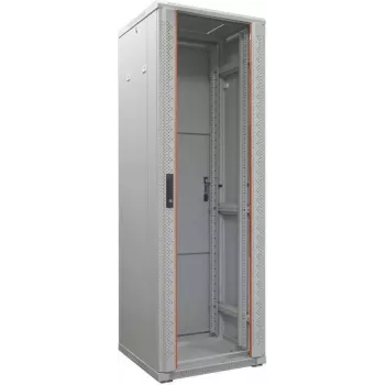 IT-BUDGET armadio di rete 19 pollici SRK - 38U - 600x600 mm - porta in vetro - premontato - grigio chiaro (RAL 7035)