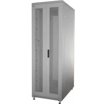 IT-BUDGET armadio di rete 19 pollici SRK - 42U - 600x600 mm - doppie porte perforate anteriori e posteriori - premontato - grigio chiaro (99ITB19SRK4266DTGNM)