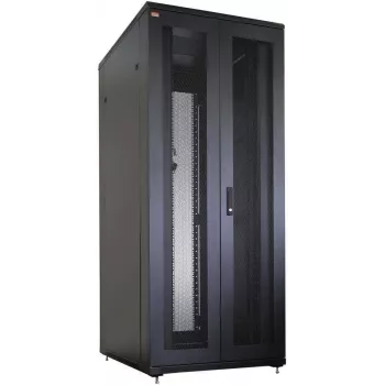 IT-BUDGET armadio di rete 19 pollici SRK - set completo - 42U - 800x800 mm - doppie porte perforate anteriori e posteriori - 4 ventole attive - PDU - ripiani - premontato - nero (99ITB19SRK4288DTSM)