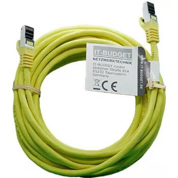 IT-BUDGET cavo patch Premium Full Copper - Flex AWG 26 - Cat.8.1 - 2000 MHz - senza alogeni - PoE+ - 40 Gbit - giallo - 5 m