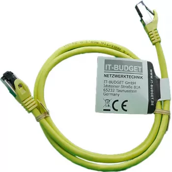IT-BUDGET cavo patch Premium Full Copper - Flex AWG 26 - Cat.8.1 - 2000 MHz - senza alogeni - PoE+ - 40 Gbit - giallo - 1 m
