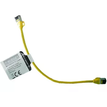 IT-BUDGET Cavo patch Premium Full Copper - Slim AWG 28 - Cat.8.1 - 2000 MHz - senza alogeni - PoE+ - 40 Gbit - giallo - 0,25 m