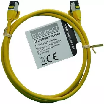 IT-BUDGET Cavo patch Premium Full Copper - Slim AWG 28 - Cat.8.1 - 2000 MHz - senza alogeni - PoE+ - 40 Gbit - giallo - 1,5 m