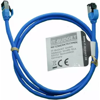 IT-BUDGET Cavo patch Premium Full Copper - Slim AWG 28 - Cat.8.1 - 2000 MHz - senza alogeni - PoE+ - 40 Gbit - blu - 1 m