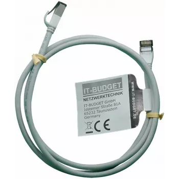 IT-BUDGET Cavo patch Premium Full Copper - Slim AWG 28 - Cat.8.1 - 2000 MHz - senza alogeni - PoE+ - 40 Gbit - grigio - 1 m
