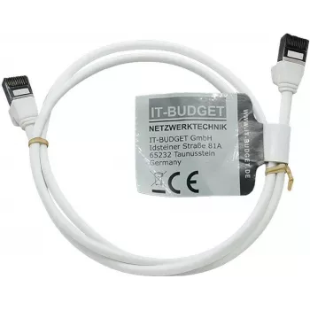 IT-BUDGET Cavo patch Premium Full Copper - Slim AWG 28 - Cat.8.1 - 2000 MHz - senza alogeni - PoE+ - 40 Gbit - bianco - 1 m (90ITBSLIM81PK1W)