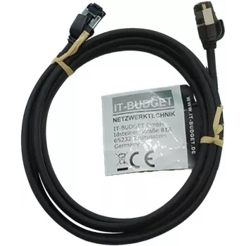 IT-BUDGET Cavo patch Premium Full Copper - Slim AWG 28 - Cat.8.1 - 2000 MHz - senza alogeni - PoE+ - 40 Gbit - nero - 2 m