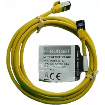 IT-BUDGET Cavo patch Premium Full Copper - Slim AWG 28 - Cat.8.1 - 2000 MHz - senza alogeni - PoE+ - 40 Gbit - giallo - 2 m
