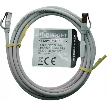 IT-BUDGET Cavo patch Premium Full Copper - Slim AWG 28 - Cat.8.1 - 2000 MHz - senza alogeni - PoE+ - 40 Gbit - grigio - 3 m
