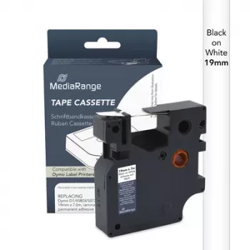 MediaRange cassetta nastro per etichette Dymo D1 compatibile 19mm x 7m nero su bianco (MRDY45803)