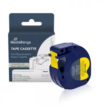 MediaRange cassetta nastro per etichette Dymo compatibile 12mm x 4m nero su giallo (MRDY91222)