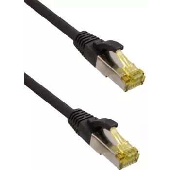 IT-BUDGET Cavo patch Premium rame pieno - Super Flex TPE - Cat.6A - con cavo grezzo Cat.7 - 600 MHz - senza alogeni - PoE+ - 10 GBit - nero - 0,15 m