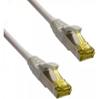 IT-BUDGET Cavo patch Premium rame pieno - Super Flex TPE - Cat.6A - con cavo grezzo Cat.7 - 600 MHz - senza alogeni - PoE+ - 10GBit - grigio - 1,5 m