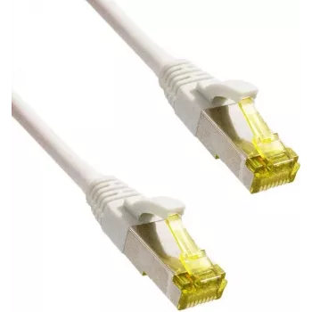 IT-BUDGET Cavo patch Premium rame pieno - Super Flex TPE - Cat.6A - con cavo grezzo Cat.7 - 600 MHz - senza alogeni - PoE+ - 10GBit - bianco - 0,50 m