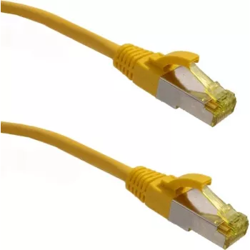 IT-BUDGET Cavo patch Premium rame pieno - Super Flex TPE - Cat.6A - con cavo grezzo Cat.7 - 600 MHz - senza alogeni - PoE+ - 10GBit - giallo - 0,25 m