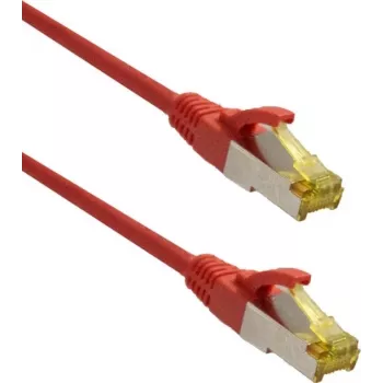 IT-BUDGET Cavo patch Premium Super Flex TPE Cat.6A con cavo grezzo Cat.7 600 MHz senza alogeni PoE+ 10 Gigabit rosso 3 m
