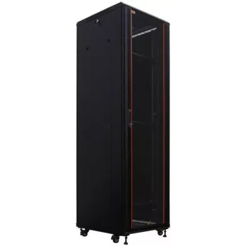 IT-BUDGET Armadio di rete 19 pollici SRK - 42U - 600x800 mm - porta in vetro/lamiera d'acciaio - Flatpack - nero (90ITB19SRK4268GSN)