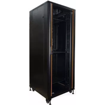 IT-BUDGET Armadio di rete 19 pollici SRK - 42U - larghezza 800 mm profondità 800 mm - porta in vetro/acciaio - canaline passacavi - Flatpack - nero (90ITB19SRK4288GSN)