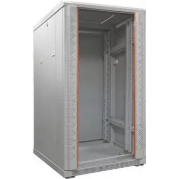 IT-BUDGET Armadio di rete 19 pollici SRK - 27HE - 600x600 mm - Porta in vetro temperato/acciaio pieno - preassemblato - Grigio chiaro (RAL 7035) (99ITB19SRK2766GGNM)