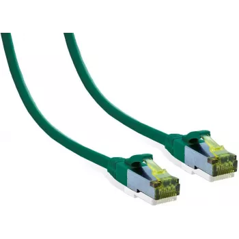 IT-BUDGET Cavo patch Premium Full Copper - Cat.6A con cavo grezzo Cat.7 - 600 MHz - senza alogeni - PoE+ - 10GBit - verde - 0,25 m