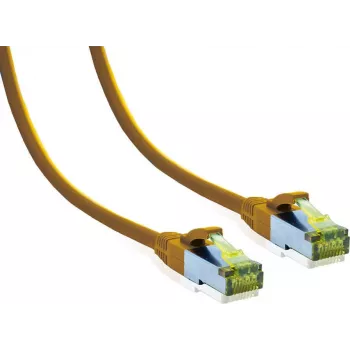IT-BUDGET Cavo patch Premium Full Copper - Cat.6A con cavo grezzo Cat.7 - 600 MHz - senza alogeni - PoE+ - 10Gbit - giallo - 2 m