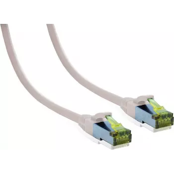 IT-BUDGET Cavo patch Premium Full Copper - Cat.6A con cavo grezzo Cat.7 - 600 MHz - senza alogeni - PoE+ - 10Gbit - bianco - 1,5 m